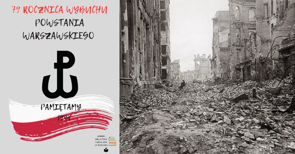 Grafika przedstawia plakat z okazji 79 rocznicywybuchu Powstania Warszawskiego.